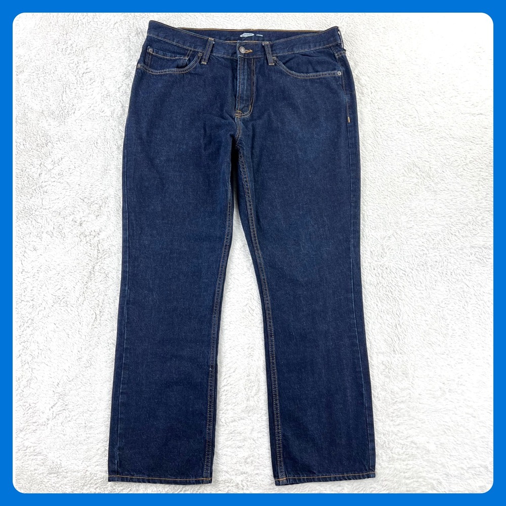 Old Navy Jeans Straight Leg Men's 36x29 (Actual Fit)‎ Dark Wash Cotton Denim